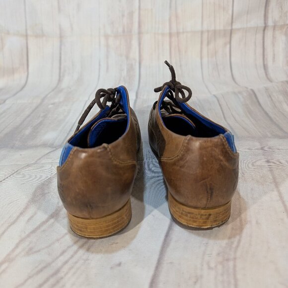 John Fluevog Distressed Brown Leather Lace-Up Oxford Shoes Women's Size 7 - Picture 4 of 10